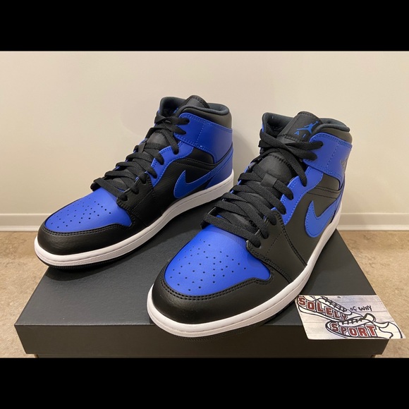 NEW Nike Air Jordan 1 Retro Mid Royal Blue Black - Picture 3 of 11